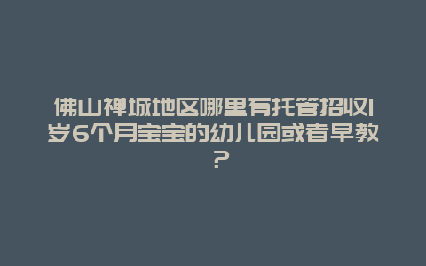 佛山禅城地区哪里有托管招收1岁6个月宝宝的幼儿园或者早教 ？