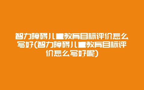 智力障碍儿童教育目标评价怎么写好(智力障碍儿童教育目标评价怎么写好呢)