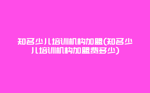 知名少儿培训机构加盟(知名少儿培训机构加盟费多少)