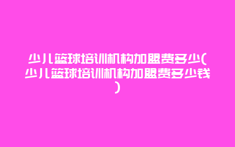 少儿篮球培训机构加盟费多少(少儿篮球培训机构加盟费多少钱)