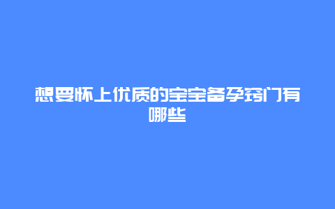 想要怀上优质的宝宝备孕窍门有哪些