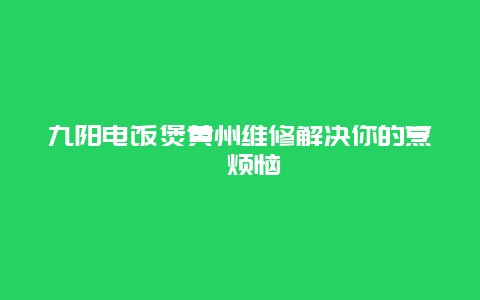 九阳电饭煲黄州维修解决你的烹饪烦恼