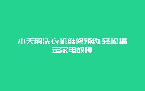 小天鹅洗衣机维修预约:轻松搞定家电故障