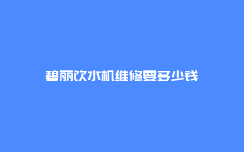 碧丽饮水机维修要多少钱