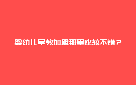 婴幼儿早教加盟那里比较不错？