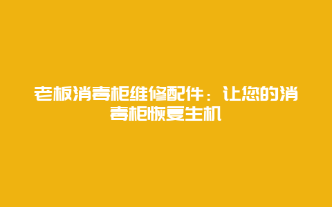 老板消毒柜维修配件：让您的消毒柜恢复生机