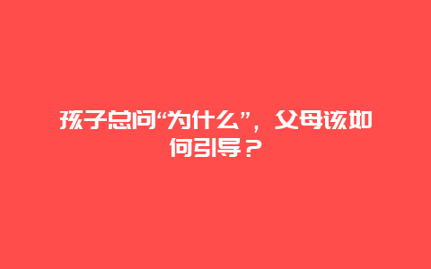 孩子总问“为什么”，父母该如何引导？