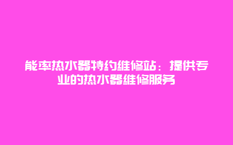 能率热水器特约维修站：提供专业的热水器维修服务