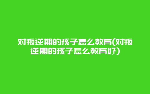 对叛逆期的孩子怎么教育(对叛逆期的孩子怎么教育好)