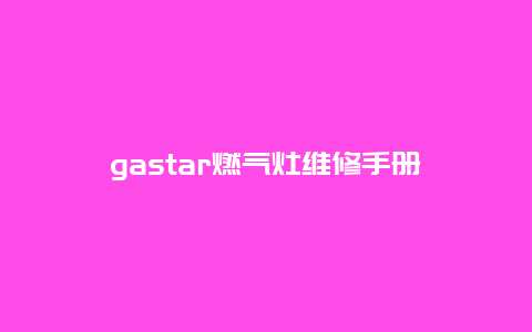 gastar燃气灶维修手册