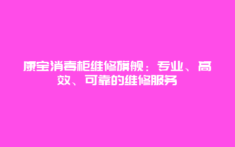 康宝消毒柜维修旗舰：专业、高效、可靠的维修服务