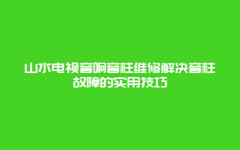 山水电视音响音柱维修解决音柱故障的实用技巧