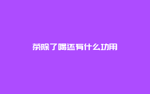 茶除了喝还有什么功用