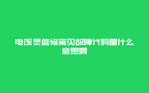 电饭煲维修常见故障代码是什么意思啊