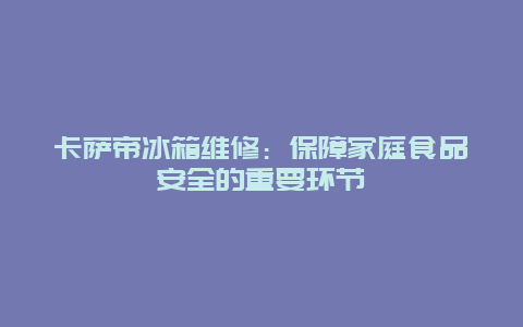 卡萨帝冰箱维修：保障家庭食品安全的重要环节