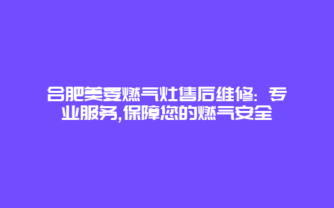 合肥美菱燃气灶售后维修: 专业服务,保障您的燃气安全