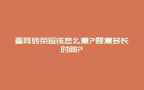 普耳砖茶应该怎么煮?要煮多长时间?