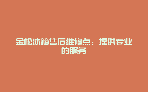 金松冰箱售后维修点：提供专业的服务