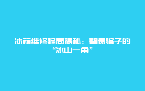 冰箱维修骗局揭秘：警惕骗子的“冰山一角”