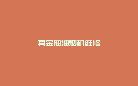 真金抽油烟机维修