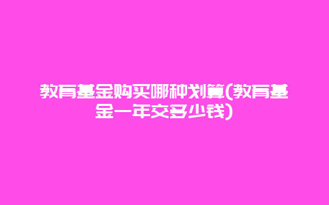 教育基金购买哪种划算(教育基金一年交多少钱)_http://www.365jiazheng.com_母婴育儿_第1张