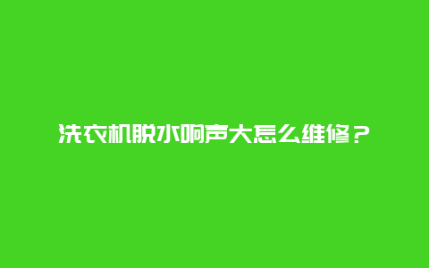 洗衣机脱水响声大怎么维修？