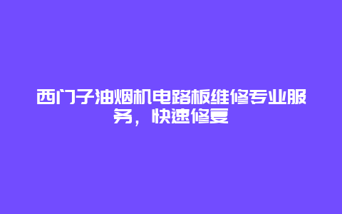 西门子油烟机电路板维修专业服务，快速修复