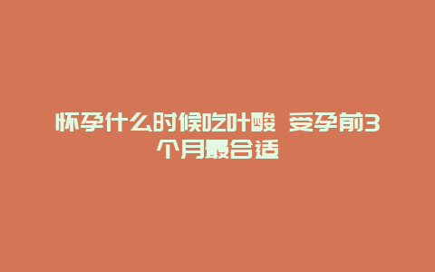 怀孕什么时候吃叶酸 受孕前3个月最合适