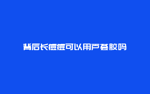 背后长痘痘可以用芦荟胶吗