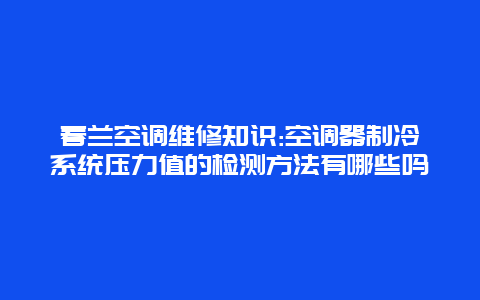 春兰空调维修知识:空调器制冷系统压力值的检测方法有哪些吗