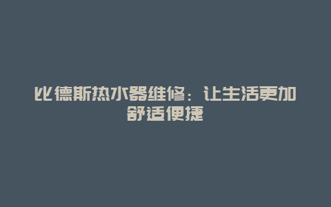 比德斯热水器维修：让生活更加舒适便捷