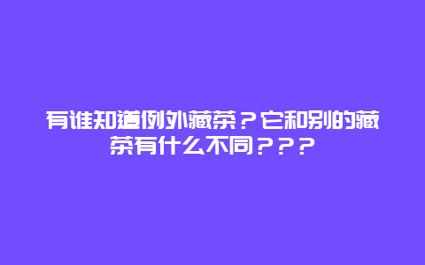 有谁知道例外藏茶？它和别的藏茶有什么不同？?？