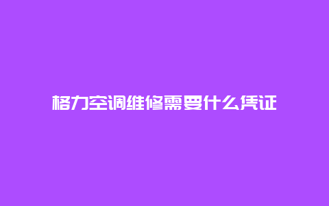 格力空调维修需要什么凭证