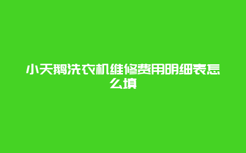 小天鹅洗衣机维修费用明细表怎么填