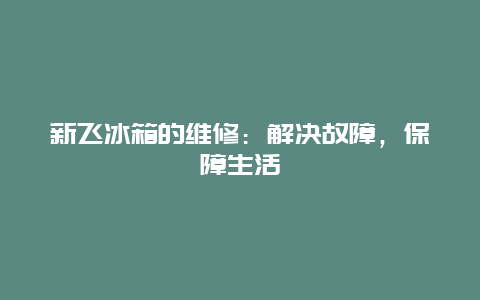 新飞冰箱的维修：解决故障，保障生活