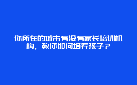 你所在的城市有没有家长培训机构，教你如何培养孩子？