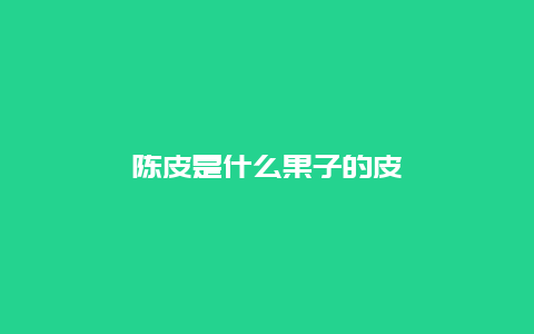 陈皮是什么果子的皮