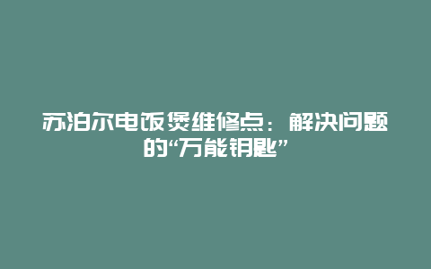 苏泊尔电饭煲维修点：解决问题的“万能钥匙”