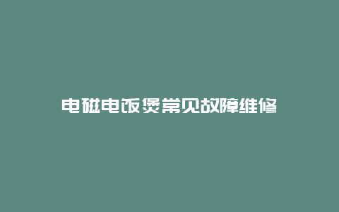 电磁电饭煲常见故障维修