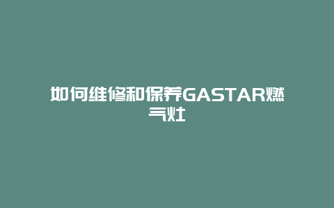 如何维修和保养GASTAR燃气灶