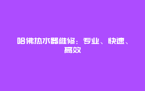 哈佛热水器维修：专业、快速、高效