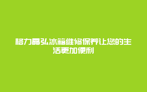 格力晶弘冰箱维修保养让您的生活更加便利