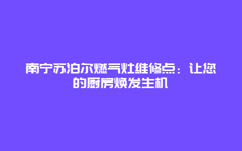 南宁苏泊尔燃气灶维修点：让您的厨房焕发生机