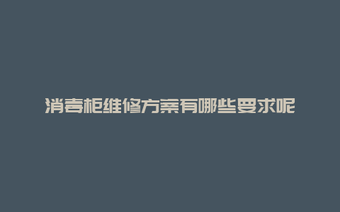 消毒柜维修方案有哪些要求呢