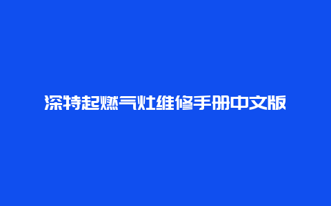 深特起燃气灶维修手册中文版