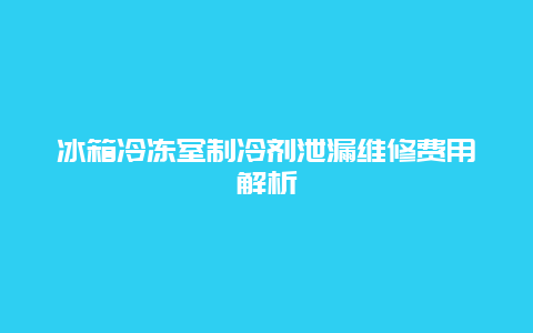 冰箱冷冻室制冷剂泄漏维修费用解析