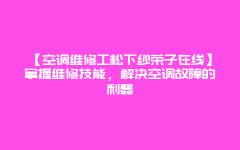 【空调维修工松下纱荣子在线】掌握维修技能，解决空调故障的利器