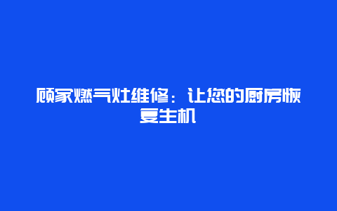 顾家燃气灶维修：让您的厨房恢复生机