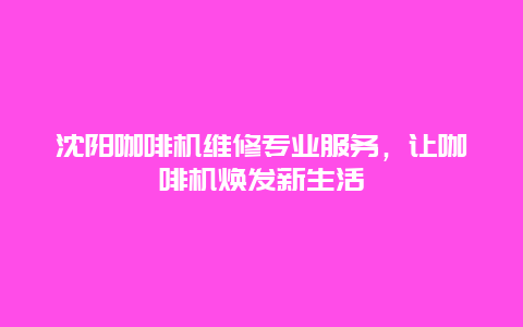 沈阳咖啡机维修专业服务，让咖啡机焕发新生活