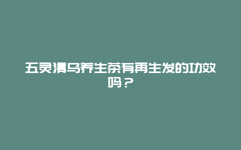 五灵清乌养生茶有再生发的功效吗？